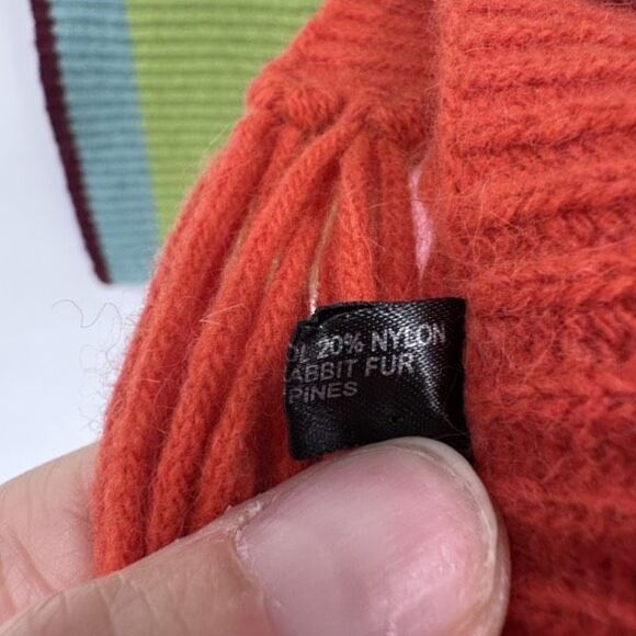 Vintage Y2K Lambswool & Angora Rainbow Striped Fringe‎ Winter Scarf Colorful - Picture 11 of 15